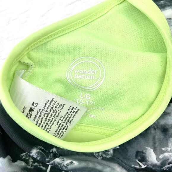 BUY 1 GET 1 FREE wonder nation large (10-12) girls sports bra green black palm t - Picture 4 of 8